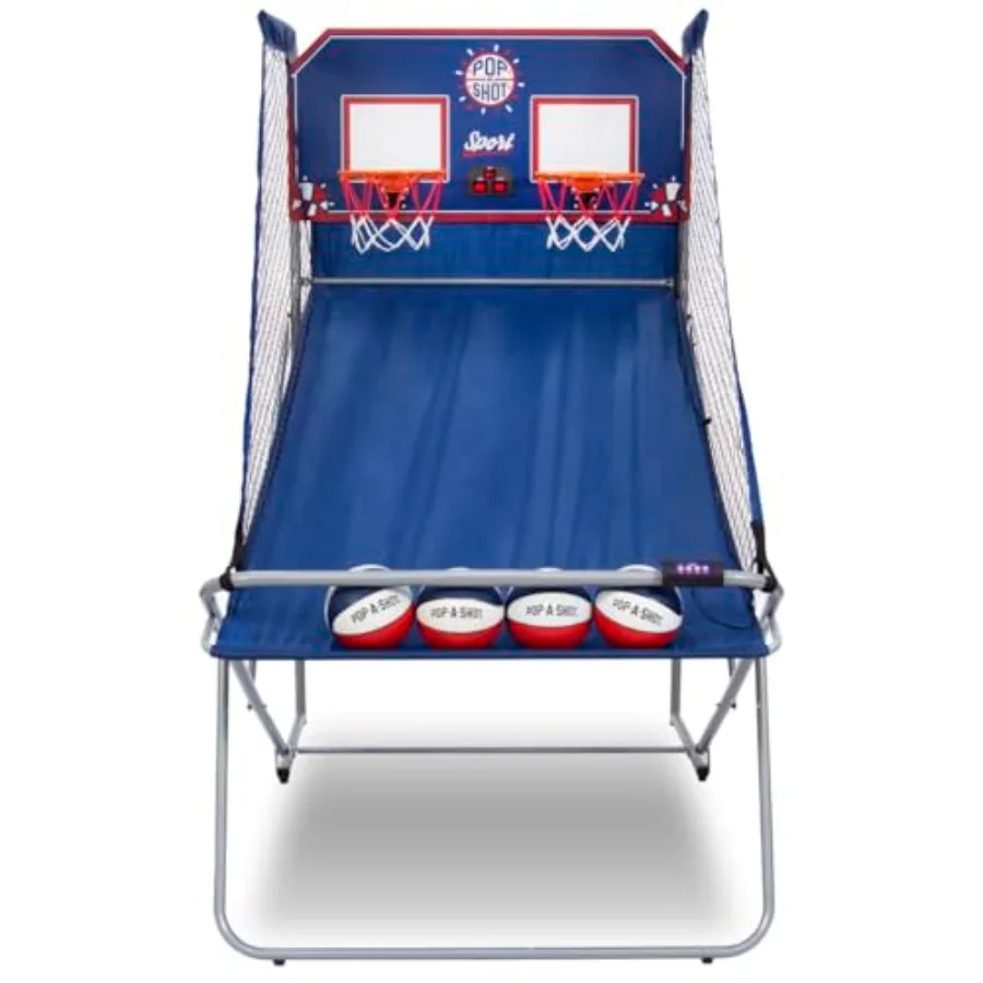 

- Dual Shot Sport Arcade Basketball Game for Home Paddle Scoring Hoop 10 Game Modes 4 Balls Foldable for Easy Storage Fun for A