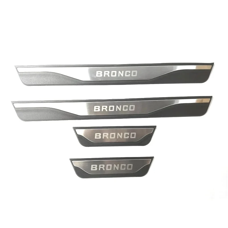 4Pcs/Lot ABS Stainless Steel For 2021-2023 Ford Bronco Sport Door Sill Pedal Welcome Scuff Plate Decoration Cover