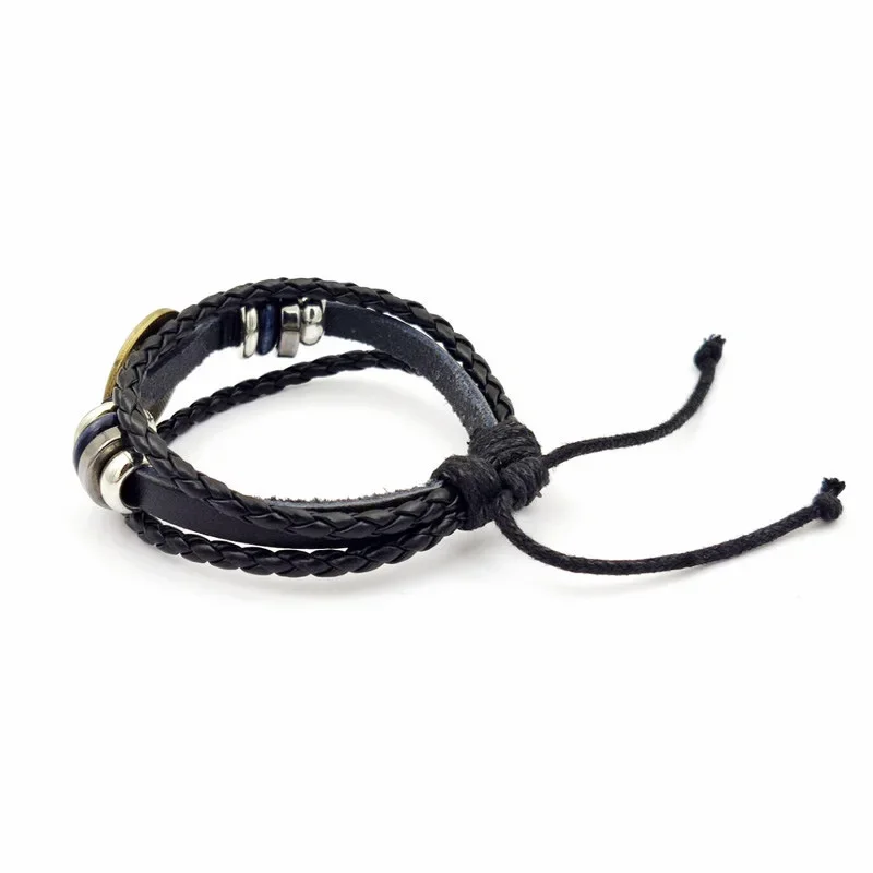 12 Zodiac Signs Leather Bracelet for Men Women Pisces Aquarius Capricorn Scorpio Braided Rope Bracelets Birthday Gift Wholesale