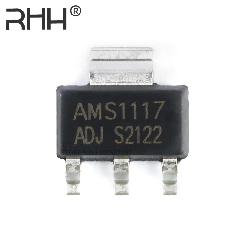 20PCS AMS1117-1.2 1.8 2.5 3.3 5.0V ADJ SOT-223 120Hz Power Management PMIC Voltage Regulators Linear Low Drop Out LDO Regulators