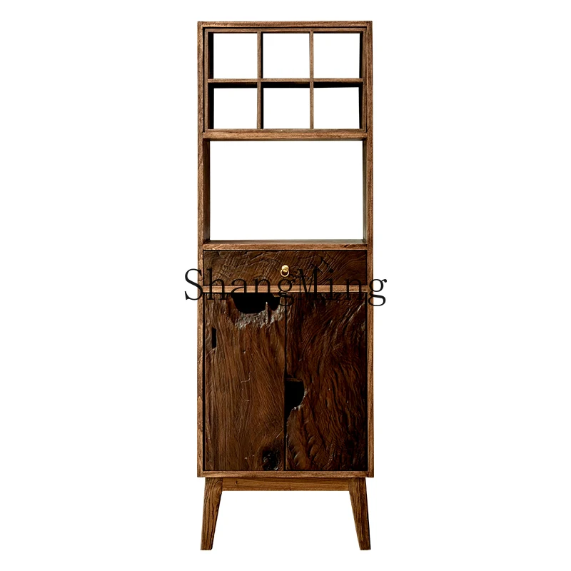 FGgood-looking wabi-sabi wind rack solid wood edge stand tea cabinet storage cabinet B & B weathered old wood storage bogu rack