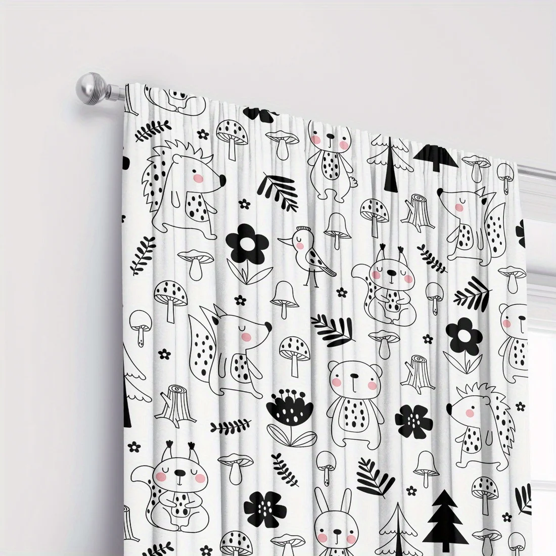 Cute Woodland Forest Nursery Curtains Boho Pattern Window Panels for Kids Room Home Decor Storage Privacy Protection Baby Shower