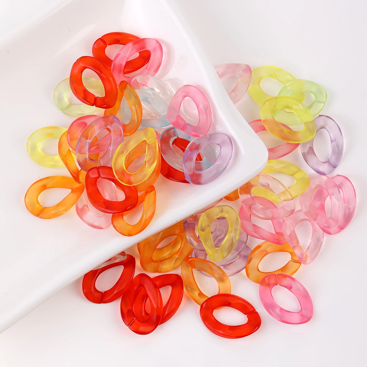 

50 pcs/bag Acrylic Clear Color Chain Insert Buckle Opening DIY Accessories Mobile Phone Case Mask Chain Accessories