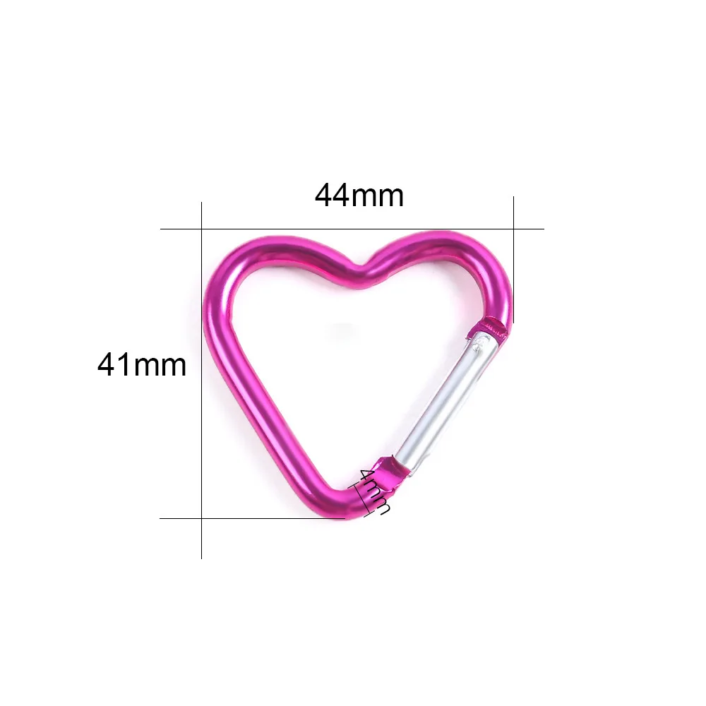 على شكل قلب حلقة تسلق من الألومنيوم المفاتيح كليب حلقات تسلق صغيرة حلقات تسلق التكتيكية مقاطع أدوات في الهواء الطلق زجاجة ماء كيرينغ #6