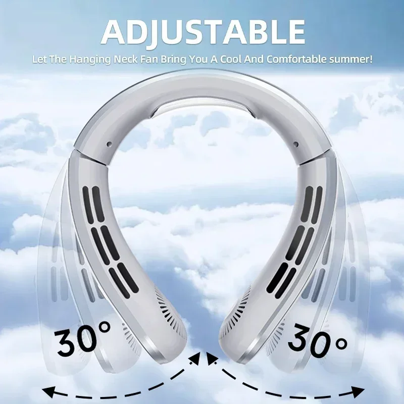 【2025】Portable Neck Fan 5spd USB Charge,HandsFree Quiet Lightweight,Unisex Outdoor/Office,50%Off+FS,8h Batt Adj Summer Fan