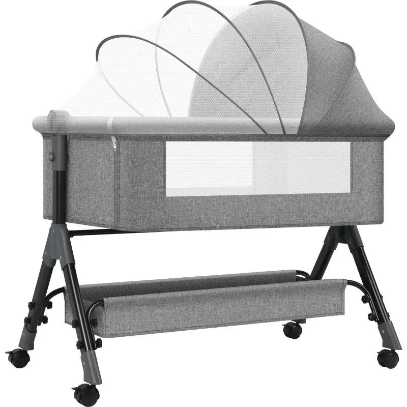 Portable Foldable Baby Cribs Kids' Bedding Set 3 in 1 Bassinet with Dining Application Baby Crib with Foldable Sides