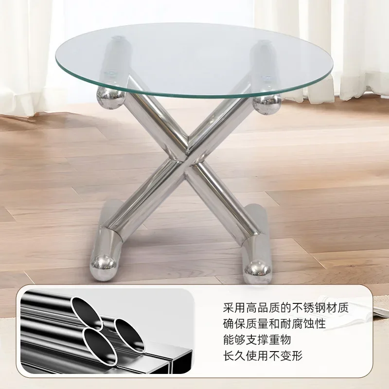 Stainless steel coffee table, living room home Nordic simple creative round table small apartment side table