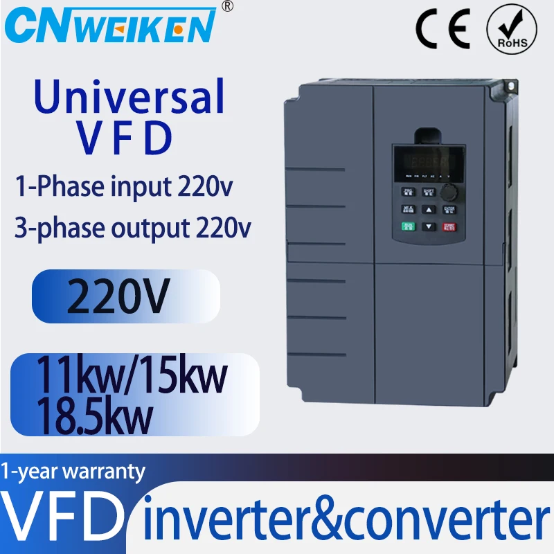 22kw/30kw 220V VFD trójfazowe wejście 220v i 3 fazy wyjście 220V przetwornica częstotliwości napęd o regulowanej prędkości/przetwornica częstotliwości