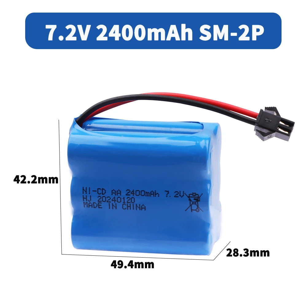 7.2V 2400mAh Ni-CD Rechargeable Battery Pack with USB charger For Remote Control Toys Electric Car toys parts 7.2 Volt SM Plug