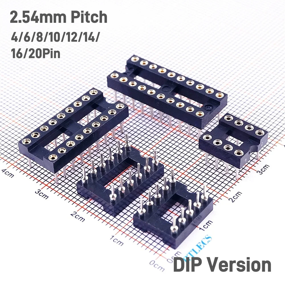 5/50pcs IC Socket 6 8 12 14 16 18 20 22 24 28 32 40 48 Pin DIP SMD Machined Pin Socket Round Sleeve inner 0.5 mm Through Holes