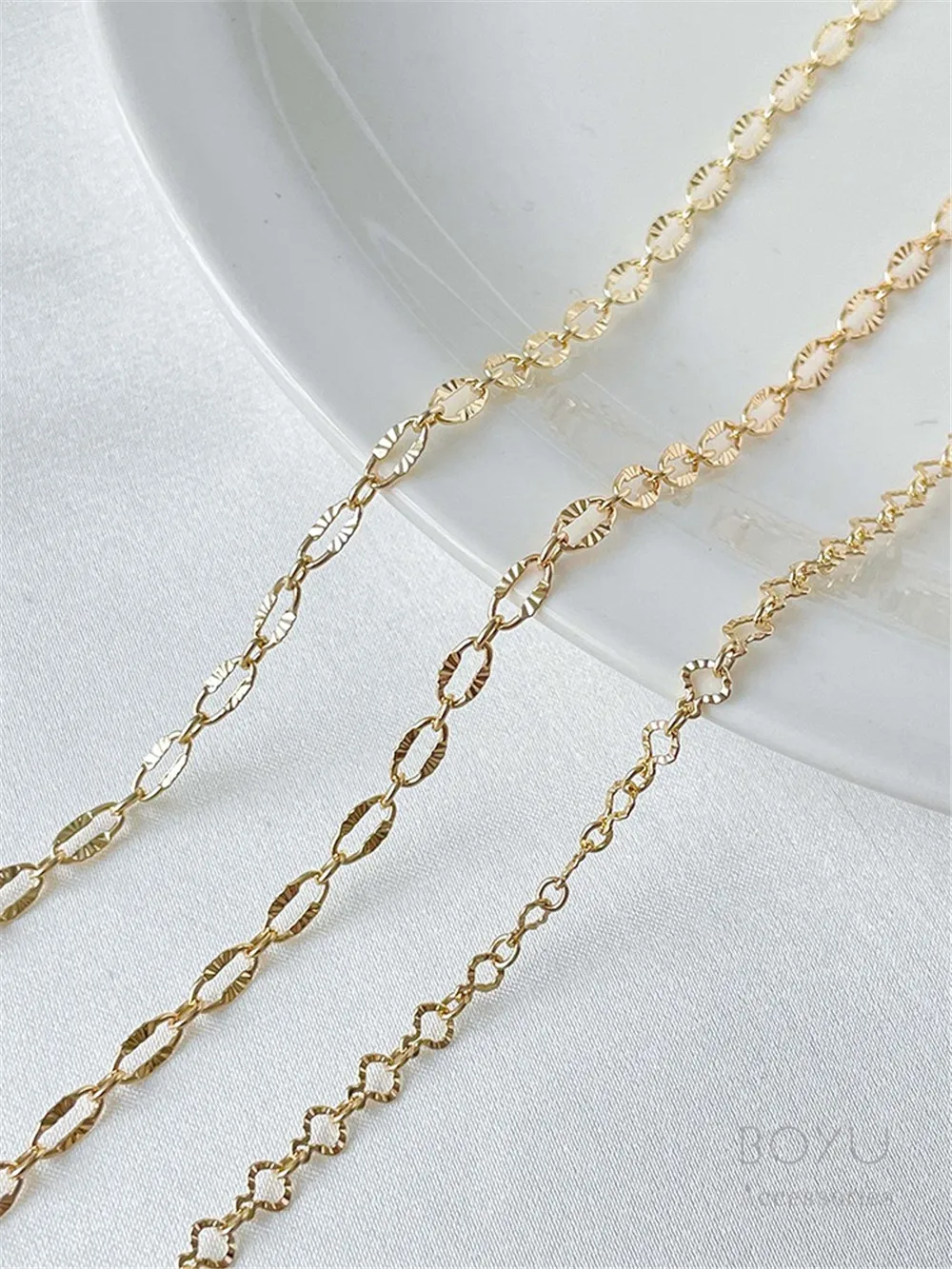 

14k Gold Embossed O-chain Batch Flower Chain Handmade DIY Necklace Bracelet Jewelry Material Accessories Loose Chain