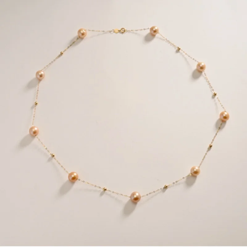 

18k Gold Necklace Pendant Sea Water Gold Pearl High Jewelry AU750 Sky Wedding Party Women's Gift X1028