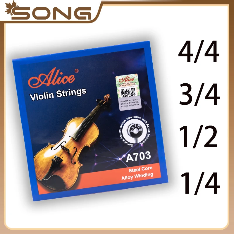 Alice A703 Violin Strings for 4/4 3/4 1/2 1/4 Alloy Wound Silver Steel  EADG fiddler practice string practice Accessories