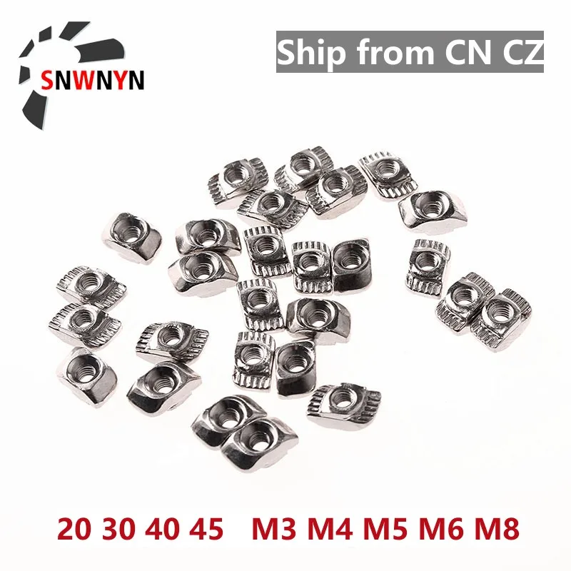 50ชิ้น/เซ็ต M3/M4/M5สำหรับ20/30/40/45 Series Slot T-Nut T nut Hammer Drop ยึดขั้วต่ออลูมิเนียม Extrusion โปรไฟล์