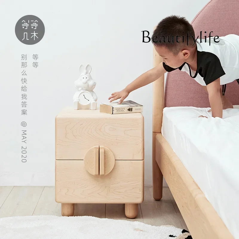 

yj32 Bedside table, maple all solid wood bedside drawer storage locker