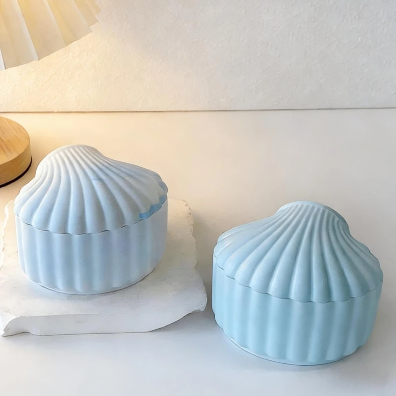 

Shell Conch Shape Gypsum Storage Box Silicone Molds Candle Cup Storage Jar Cement Plaster Home Decoration Mould