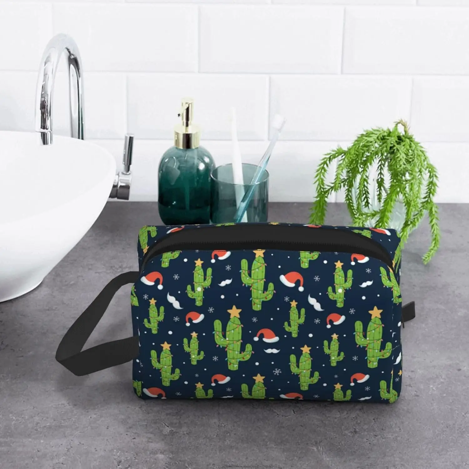 Cactus Christmas Travel Toiletry Bags Cosmetic Bags With Hanging Makeup Bag For Women Men