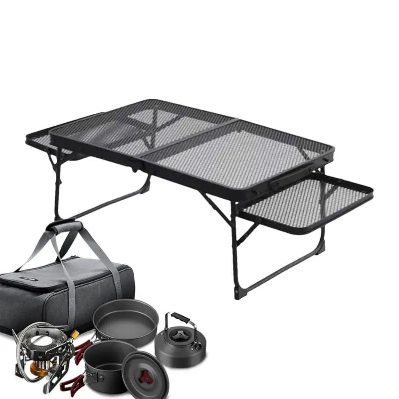 

Foldable Outdoor Grill Table Metal Outdoor Mesh Table Strong Load-Bearing Grill Table For Outdoor Beach Barbecue And Camping