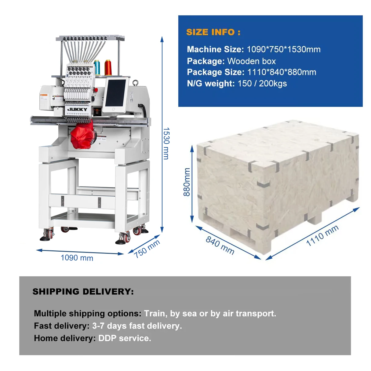 ماكينة تطريز محوسبة أوتوماتيكية برأس واحد من JUKKY 1201 مناسبة لتطريز قبعة المصنع مع ملحقات مجانية #6