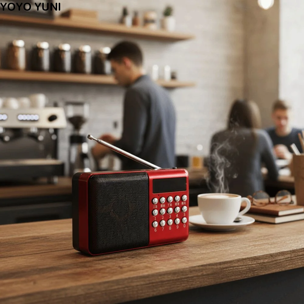 

Rechargeable Radio Speaker USB Port MicroSD Card Slot FM Radio LED Digital Display Full Band Music Player Handheld Device