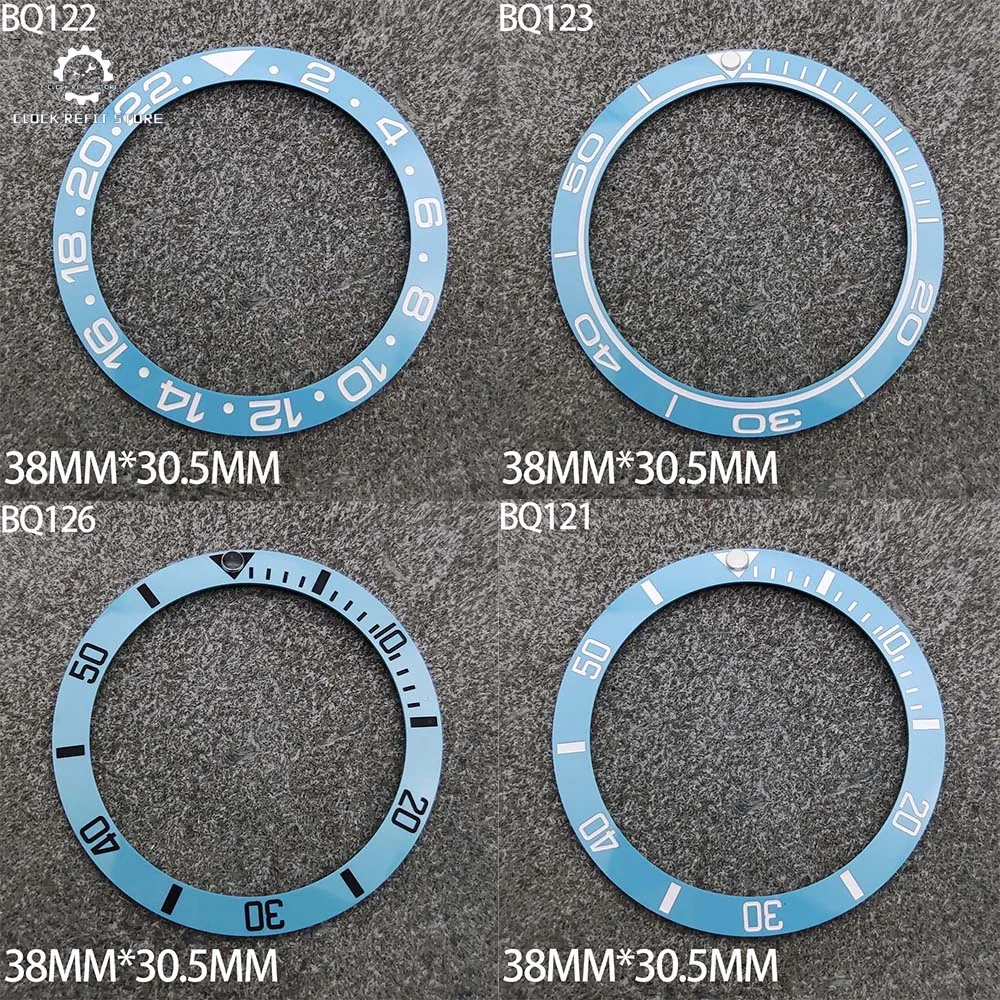 38mm Blue Ceramic Bezel for Men's Automatic Mechanical Watches with 30.5mm Inside Diameter Watch Accessories Replacement Parts