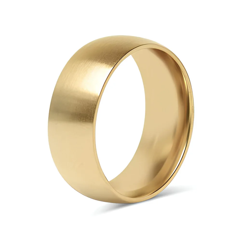 Newest Gold Color Stainless Steel Men Jewellery Best Friend Gift Simple 6mm 8mm Brushed Matte Blank Rings For Women