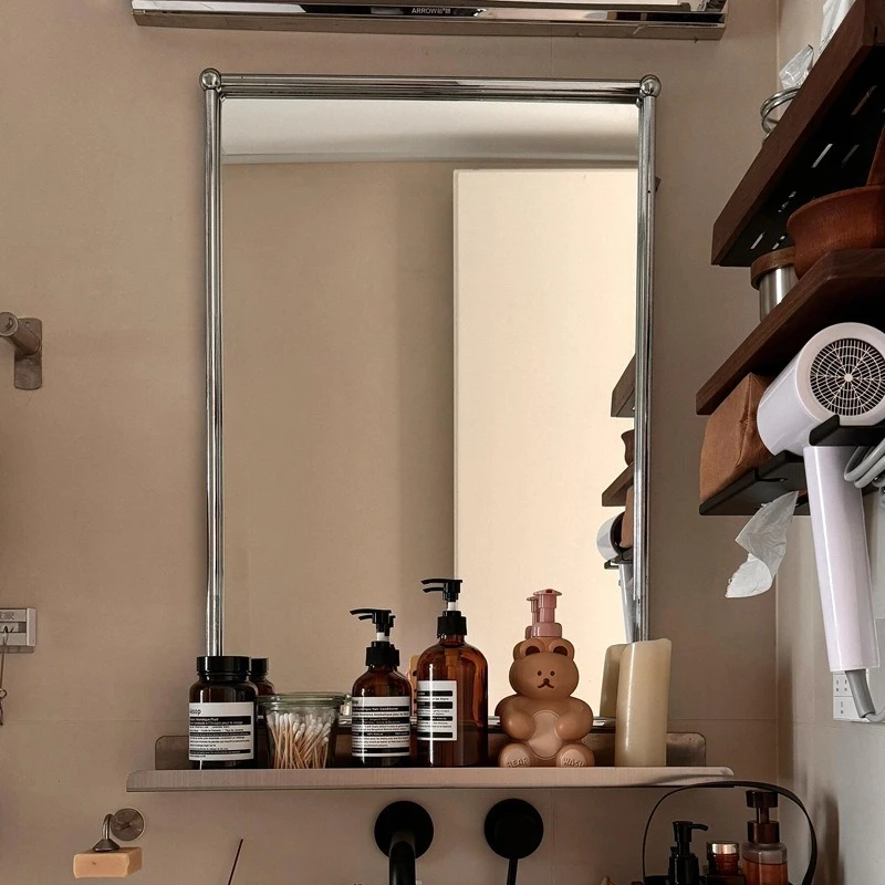 Nordic simple bathroom mirror wall-mounted toilet wall-mounted toilet mirror stainless steel cosmetic on the wall