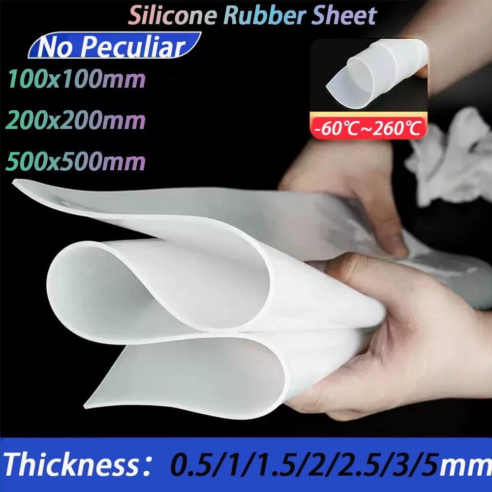 1Pcs No Peculiar White Translucen Silicone Rubber Sheet High Temp Resistance Food Grade Silica Gel Plate 100x100 200x200 1000mm