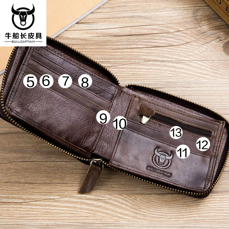 BULLCAPTAIN new Arrival Male RFID leather wallet Men Wallet Cowhide Coin Purse Slim Designer Brand Wallet Billetera para hombres