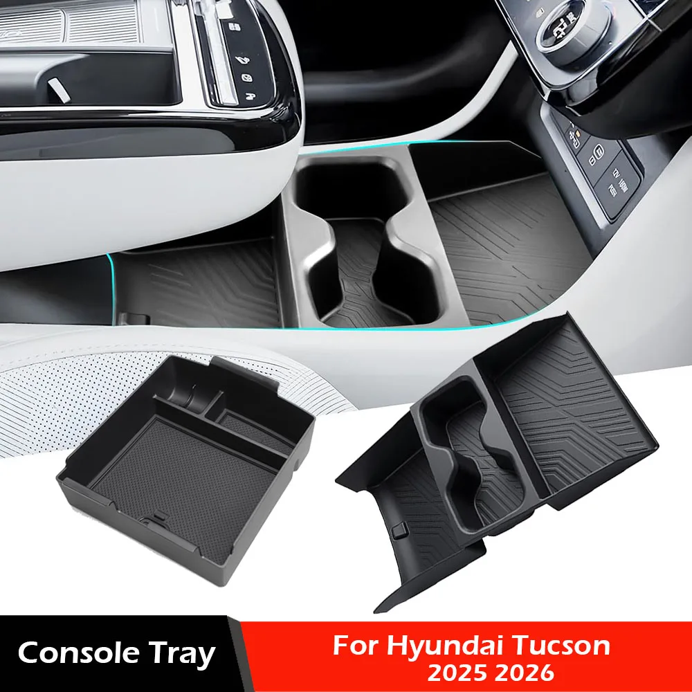 صينية تنظيم سفلية لوحدة التحكم لـ 2025 2026 Hyundai Tucson Limited/Hybrid Armrest Storage Box (فقط للتحول الإلكتروني)