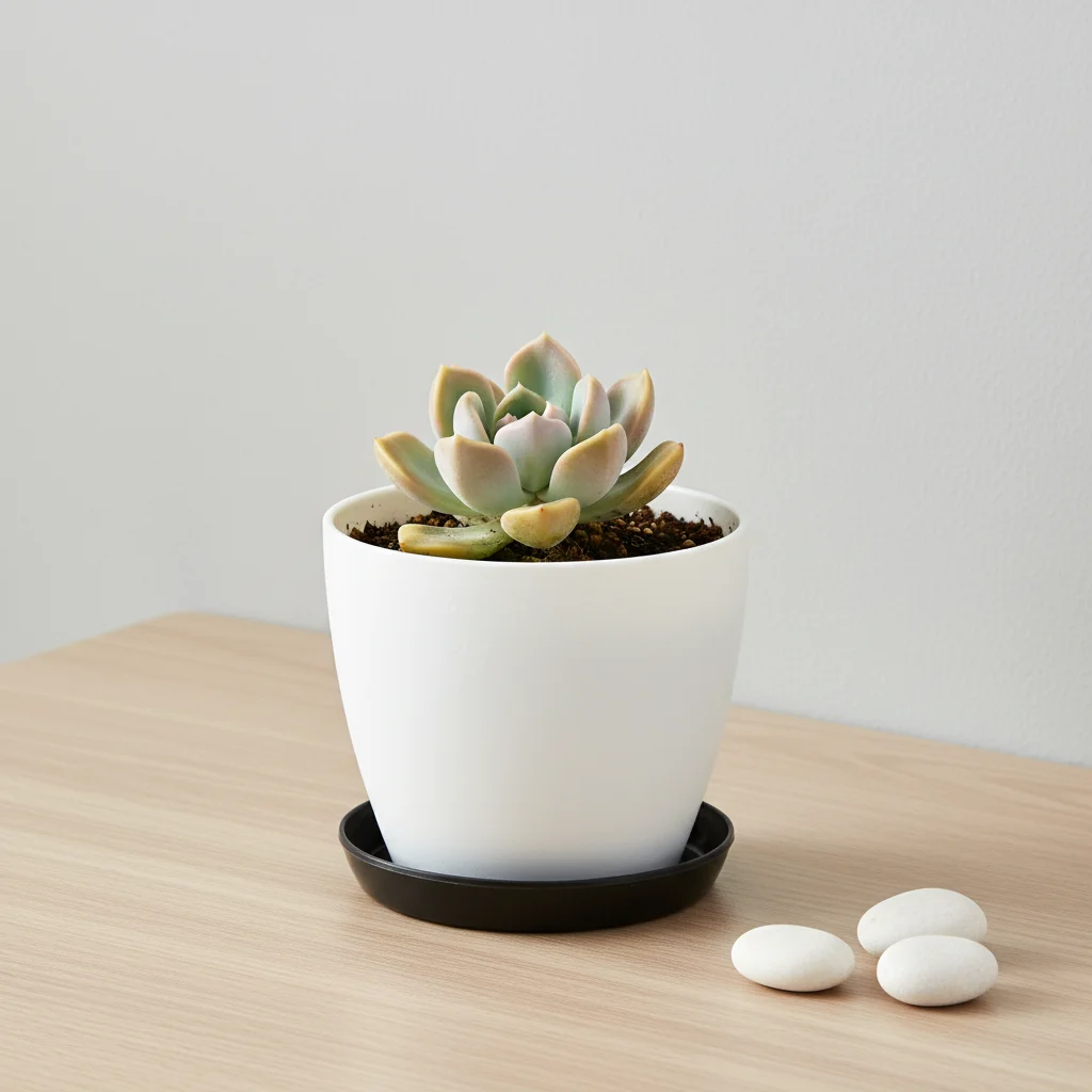 Modern Flowerpot Self Watering Plastic Succulent-Pot Simple Planter with Tray for Balcony Office Decor Indoor Plants Container