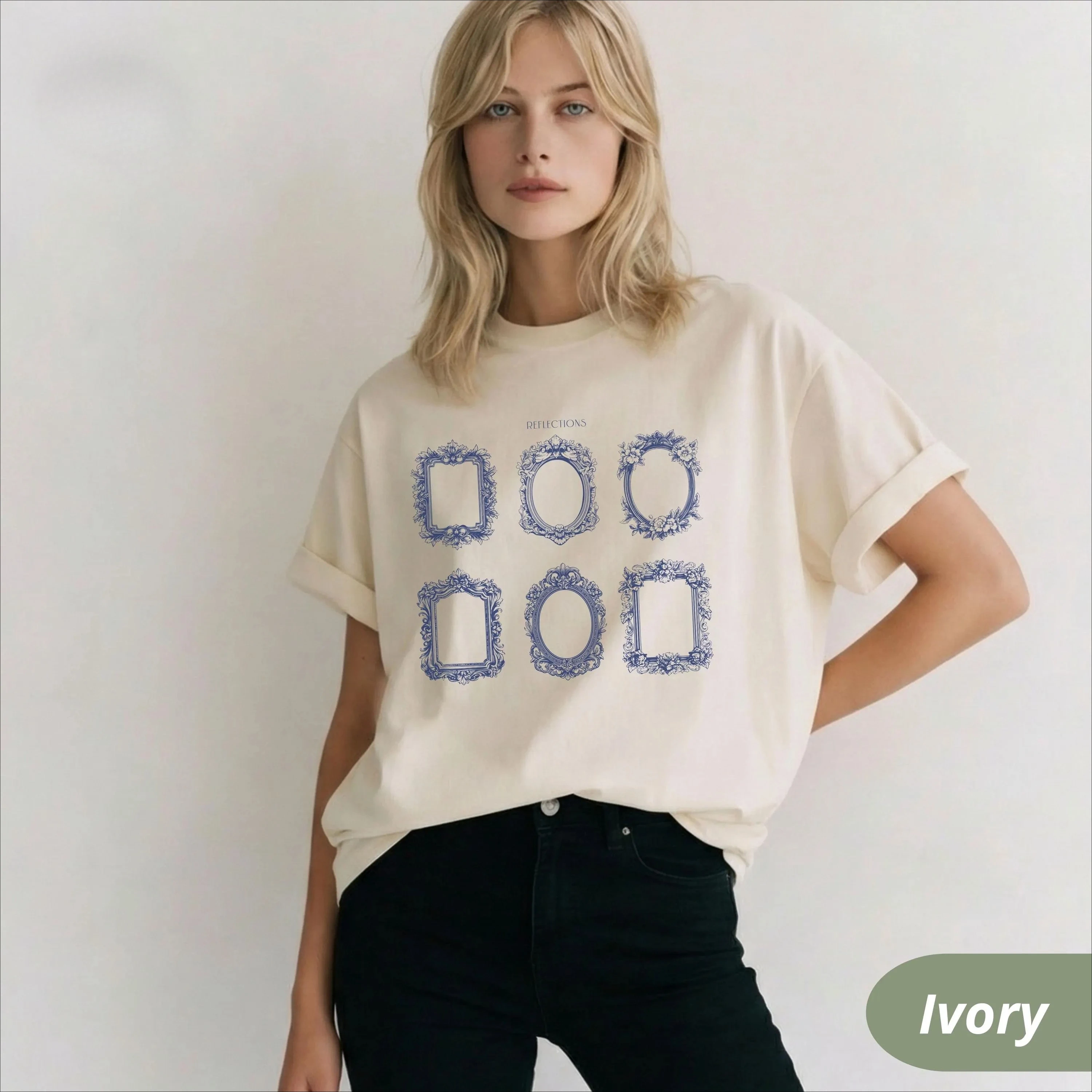 Summer Women's Antique Frame Illustration T-Shirt  Cotton and Breathable Short Sleeve Streetwear Oversized Loose Casual