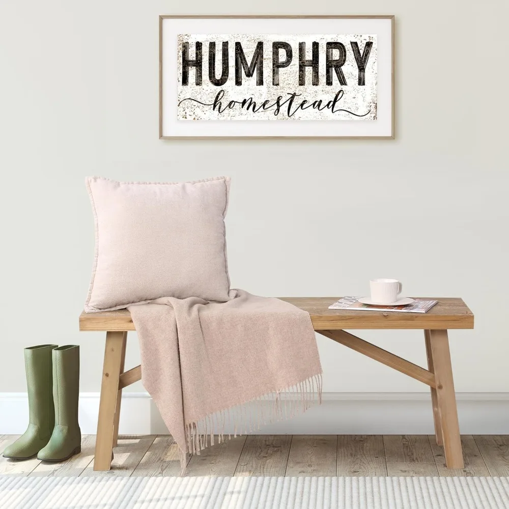 مقعد خشبي على طراز المزرعة الريفية، 43 طويلة للمدخل وغرفة المعيشة، مقعد صلب مصنوع يدويًا #4