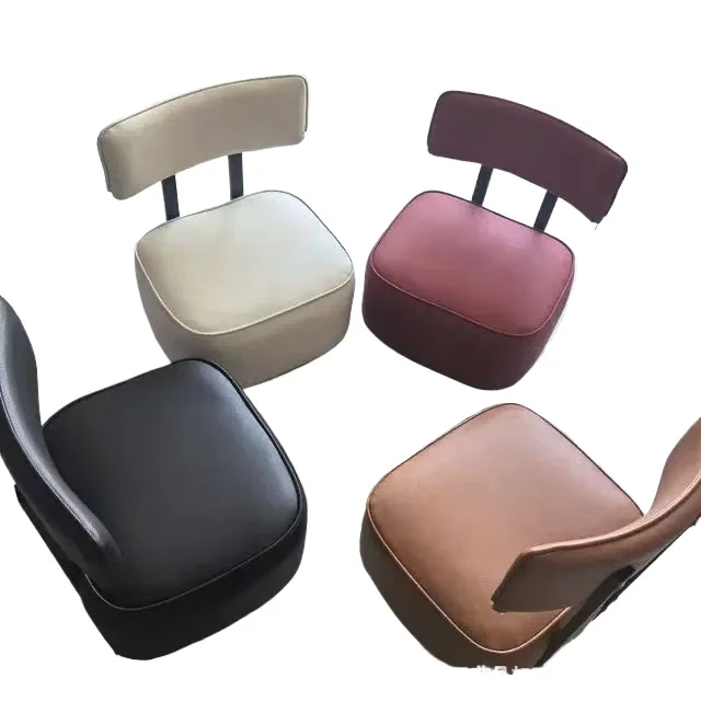 Solid Wood Footstool for Sofa Entryway Shoe Changing Stool Swivel Small Chair Minimalist Wooden Saddle Stool Backrest Leisure