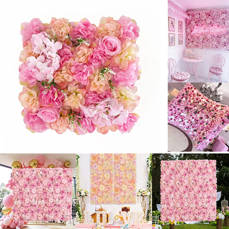 Sztuczna ściana kwiatów Panel 3D Faux róże kwiaty ściana tła na wesele Bridal Baby Shower dekoracja zewnętrzna