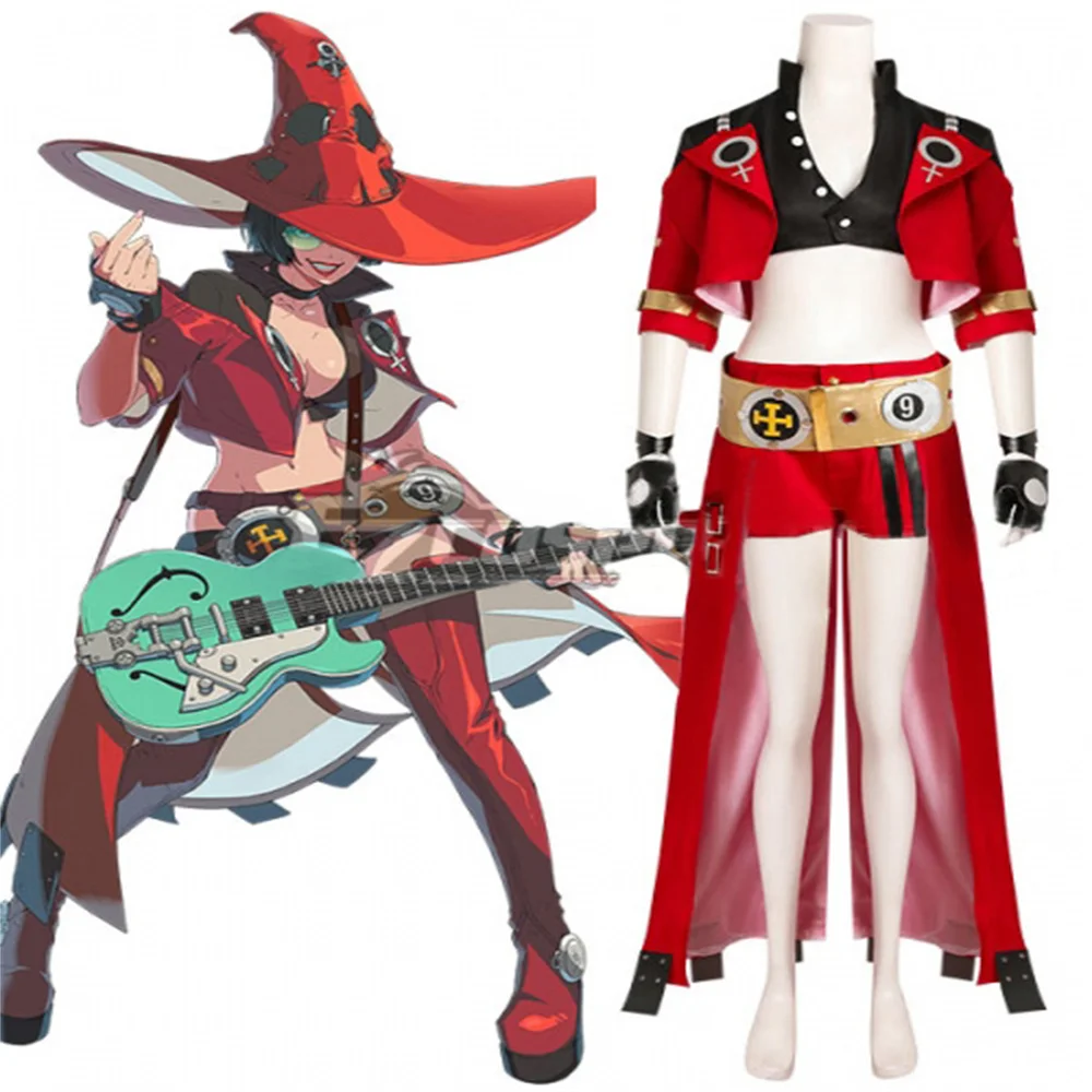 

Game Guilty Gear STRIVE INO I-No Cosplay Costume Women Red Suits Full Set Halloween Party Outfit
