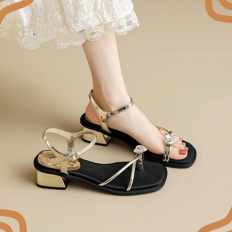 2026 New Womens Shoes Luxury Rhinestone High Heel Sandals for Woman Fashion Vacation Casual Shoes Designer Shoes Sandalias Mujer