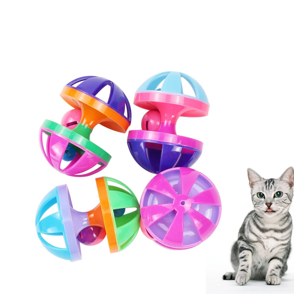 

4pcs Funny Colorful Ball Toys Playing Teaser Creative Bell Ball Toy for Cat Kitten (Random Color) cat toys