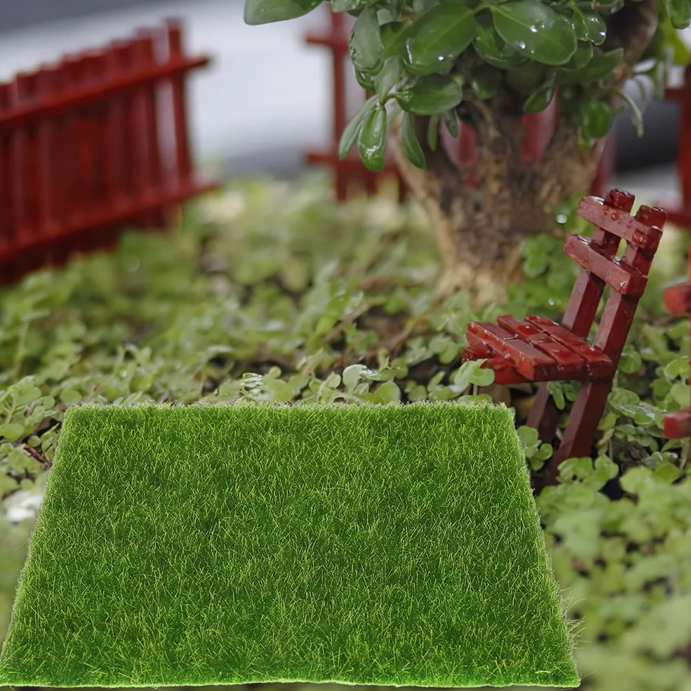 9Pcs Realistic PVC Artificial Turf Mat for Home Decor DIY Crafts Sand Table Micro Landscape Aquarium Green Turf Decorative Lawn