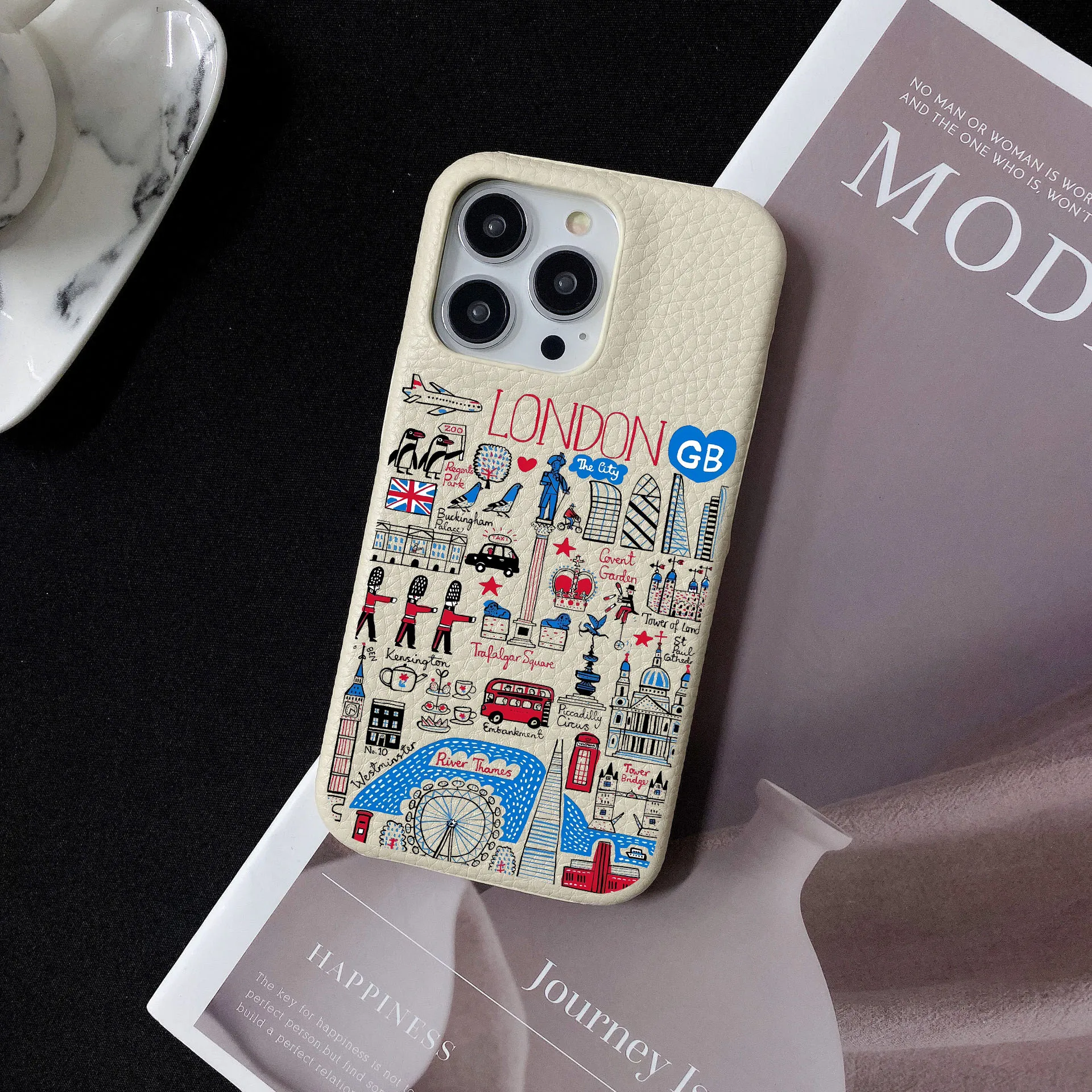 London Personalised Customized Name Leather Case For iPhone 16 15 14 13 12 11 Pro Max Initials Letters kafr saya Cover