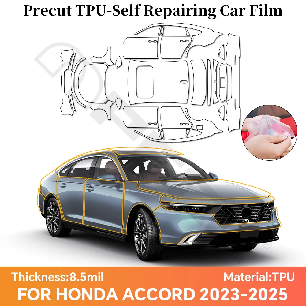 

Прозрачная предварительно вырезанная защитная пленка для Honda Accord 2023-2025, антицарапийная ТПУ ППФ самоклеящаяся пленка, аксессуары для экстерьера автомобиля