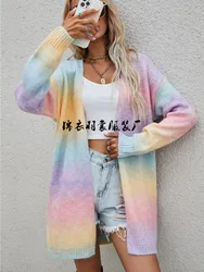 Sexy V Neck Long Sleeve Sweater Outerwear Office Lady Autumn Winter Fashion Elegant Print Knitted Sweater For Women 2023 Coat