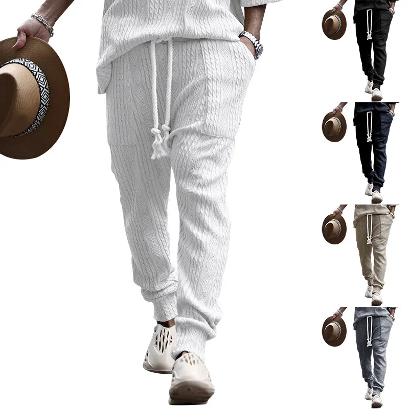

Autumn and Winter New Jacquard Pants Personalized Hip Hop Large Drawstring Men's Casual Pants