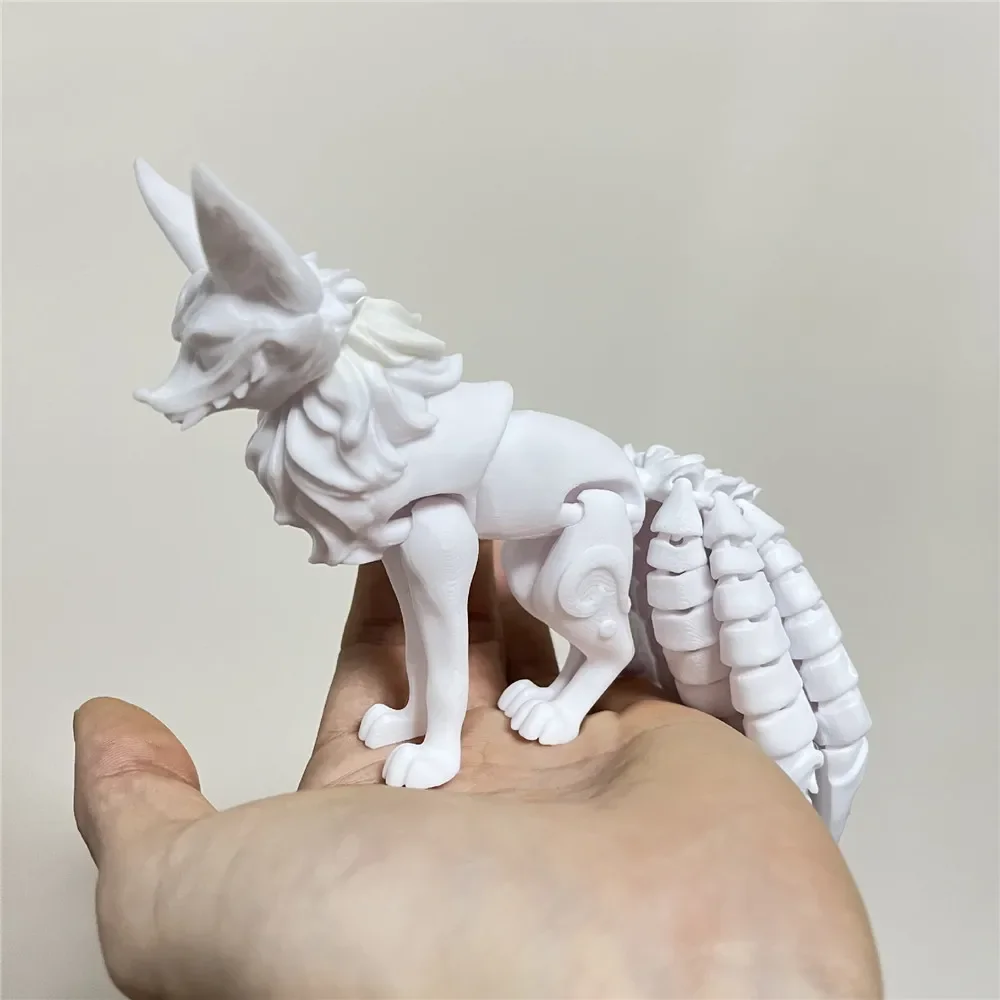 Impressão 3D Nine-Tailed Fox Desktop Decoration, brinquedos animais móveis comuns bonitos para crianças e adultos