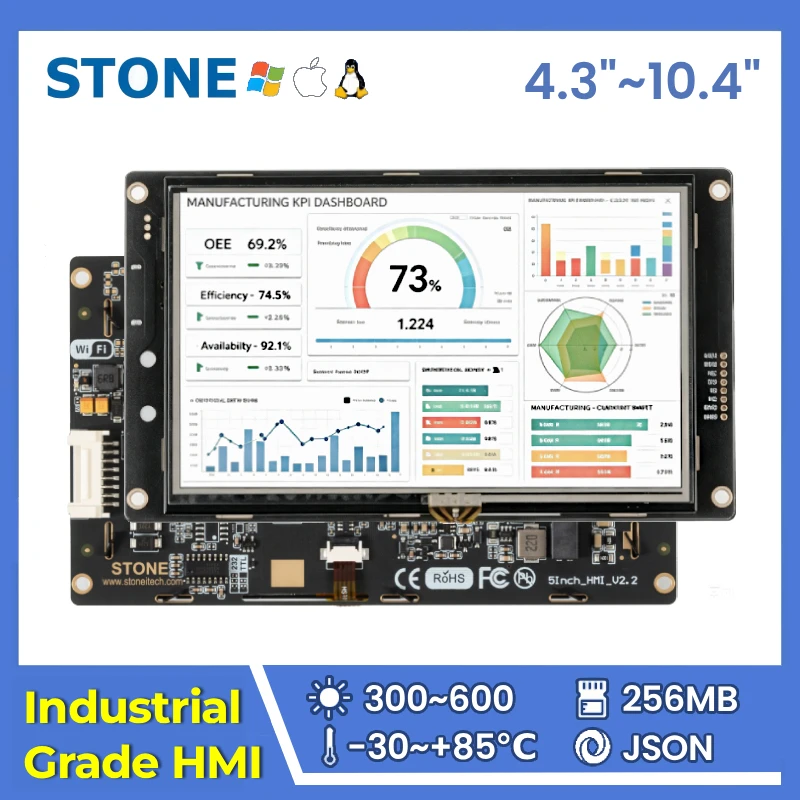 STONE I 4.3-10.4 inch HMI Display Panel TFT LCD with Capacitive Touch Screen for RS232 CPU Cortex A8 1Ghz GUI Design Software