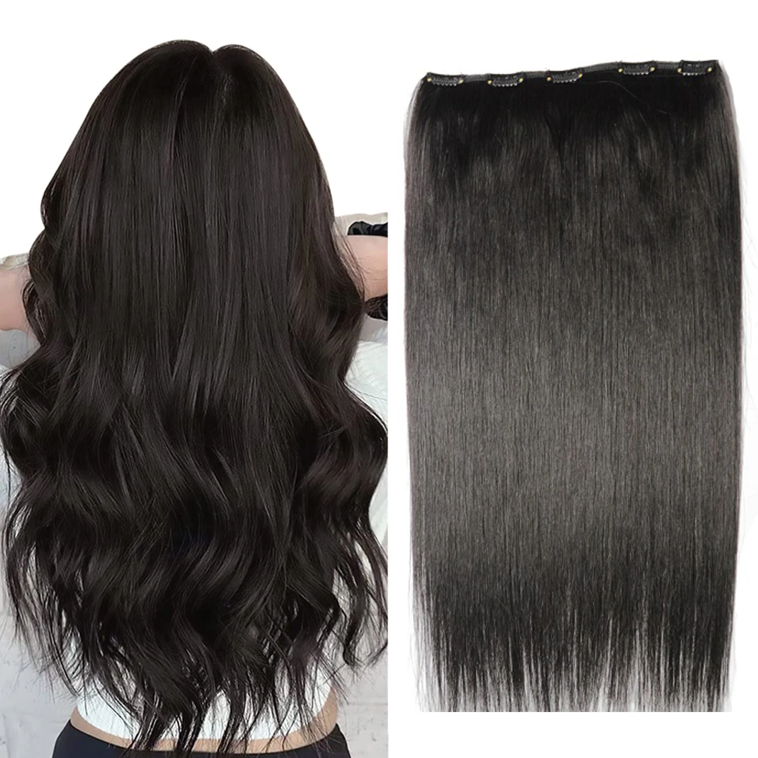 

Chocala 20"-28" 1Pcs Set 100g-200g Brazilian Remy Hair One Piece 5 Clips No Lace Brazilian Human Hair Extensions