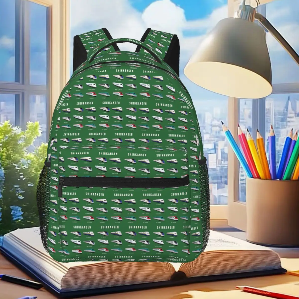 

Japanese Shinkansen Bullet Trains Artwork Backpack Student BookBag Children School Bag Computer Shoulder Bags for Men Women