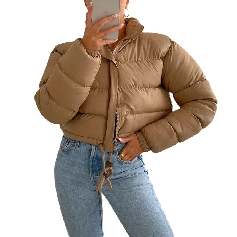 Winter Women Solid Jackets Bubble Short Crop Coats Puff Ladies Down Coats Thick Warm Bomber Puffer Jackets New Female Clothes