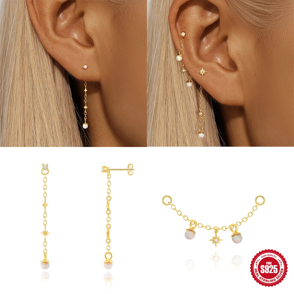 ROXI 925 argent Sterling huit étoiles opale charme gland Piercing boucles d'oreilles pour femme été frais femme personnalité boucles d'oreilles