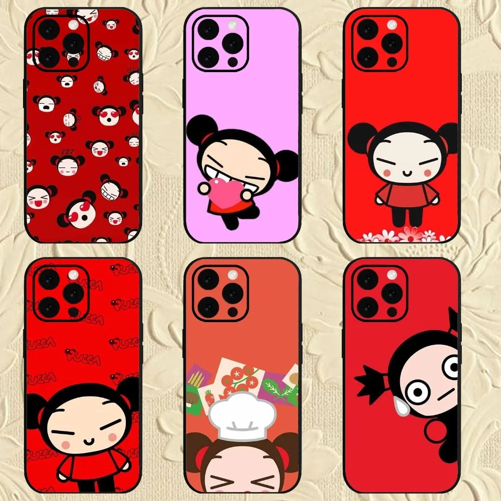 Cartoon Pucca G-Garu  Phone Case For iPhone Mini 11 12 13 14 15 Pro XS Max X Plus SE XR Shell